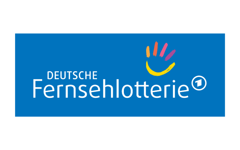 Logo der Deutschen Fernsehlotterie mit blauem Hintergrund und weißer Schrift
